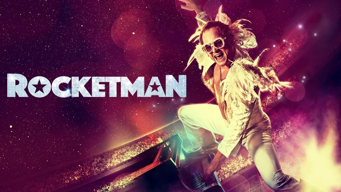 Taron Egerton performing as Elton John in the 2019 film Rocketman.