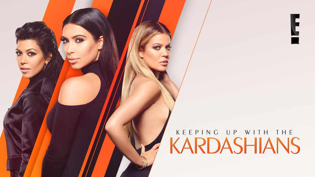 Title art for Keeping Up With The Kardashians featuring Kourtney, Kim, and Khloé Kardashian.