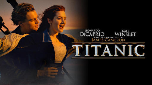 Title art for the classic sad love movie Titanic