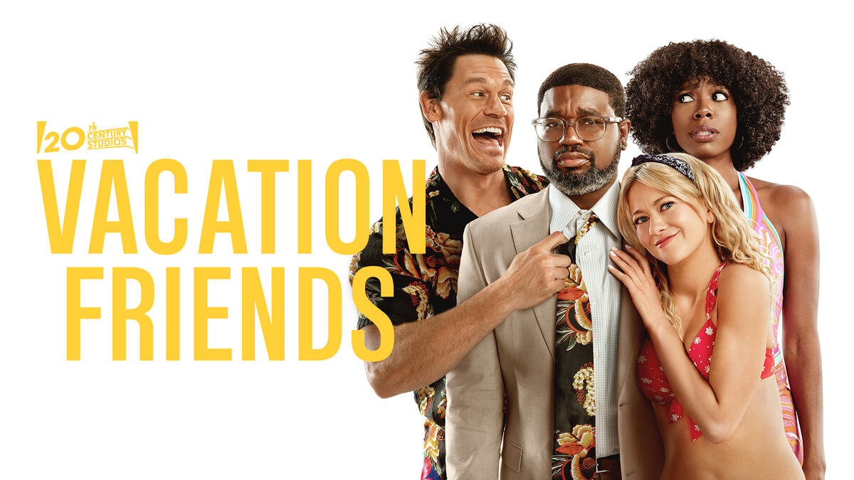 Vacation Friends -- In this raw and raunchy comedy, strait-laced Marcus and Emily (Lil Rel Howery, Yvonne Orji) are befriended by wild, thrill-seeking partiers Ron and Kyla (John Cena, Meredith Hagner) at a resort in Mexico. Living in the moment, the usually level-headed couple lets loose to enjoy a week of uninhibited fun and debauchery with their new “vacation friends.” Months after their walk on the wild side, Marcus and Emily are horrified when Ron and Kyla show up uninvited at their wedding, creating chaos and proving that what happens on vacation, doesn’t necessarily stay on vacation. Directed by Clay Tarver (“Silicon Valley”), “Vacation Friends” was written by Tom Mullen & Tim Mullen and Clay Tarver and Jonathan Goldstein & John Francis Daley. The producers are Todd Garner (“Tag,” “Playing with Fire”) and Timothy M. Bourne (“Love, Simon,” “The Hate U Give”), with Steve Pink and Sean Robins serving as executive producers. Marcus (Lil Rel Howery), Emily (Yvonne Orji), Ron (John Cena) and Kyla (Meredith Hagner), shown. (Courtesy of 20th Century Studios)