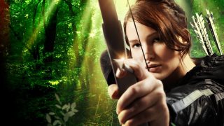 Title art for the Hunger Games franchise starring Jennifer Lawrence.