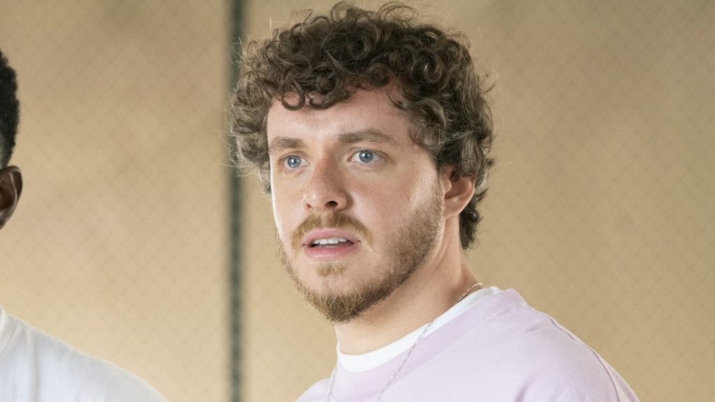 A still image of Jack Harlow as Jeremy in the White Men Can’t Jump remake movie.