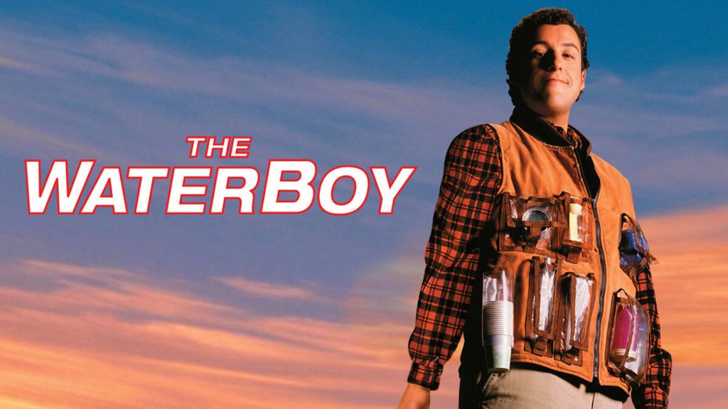 Title art for the football movie, The Waterboy, starring Adam Sandler.