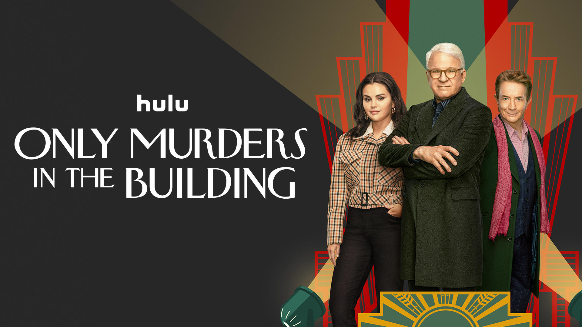 Only Murders In The Building -- Season 3 -- From the minds of Steve Martin, Dan Fogelman and John Hoffman comes a comedic murder-mystery series for the ages. “Only Murders In The Building” follows three strangers (Steve Martin, Martin Short and Selena Gomez) who share an obsession with true crime and suddenly find themselves wrapped up in one. When a grisly death occurs inside their exclusive Upper West Side apartment building, the trio suspects murder and employs their precise knowledge of true crime to investigate the truth. As they record a podcast of their own to document the case, the three unravel the complex secrets of the building which stretch back years. Perhaps even more explosive are the lies they tell one another. Soon, the endangered trio comes to realize a killer might be living amongst them as they race to decipher the mounting clues before it’s too late. Selena Gomez (Mabel), Steve Martin (Charles) and Martin Short (Oliver), shown. (Courtesy of Hulu)