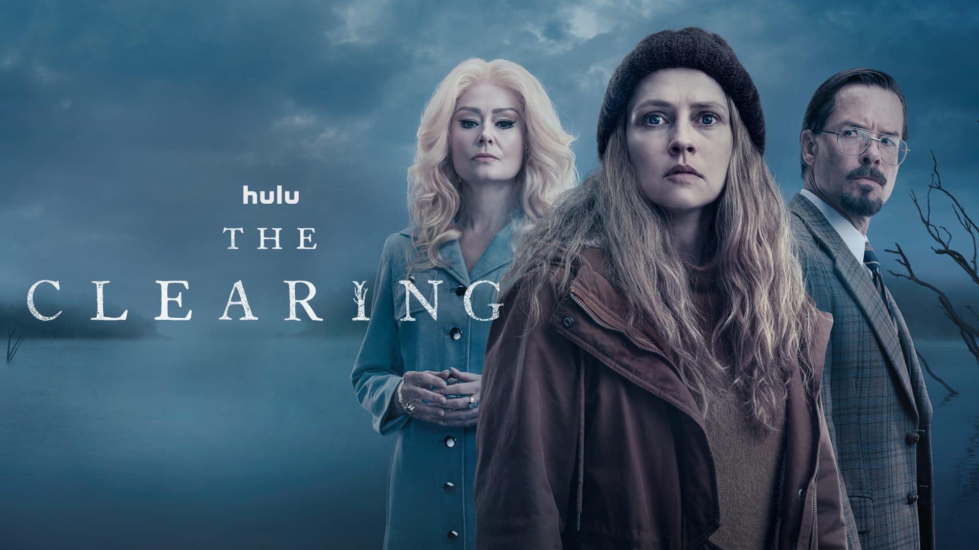 The Clearing -- Season 1 -- When a local girl goes missing, it triggers a woman’s memories from her childhood as a member of The Kindred – one of the few female led cults in history. Based on the crime thriller by J.P. Pomare, this exclusive original series follows the nightmares of a cult survivor who’s forced to face the demons from her past in order to stop the kidnapping and coercion of innocent children in the future. “The Clearing” is an emotional and psychological thriller that burrows under the skin and inside the mind, blurring the lines between past and present, reality and nightmare. Adrienne (Miranda Otto), Freya (Teresa Palmer) and Dr. Lathan (Guy Pearce), shown. (Courtesy of Hulu)
