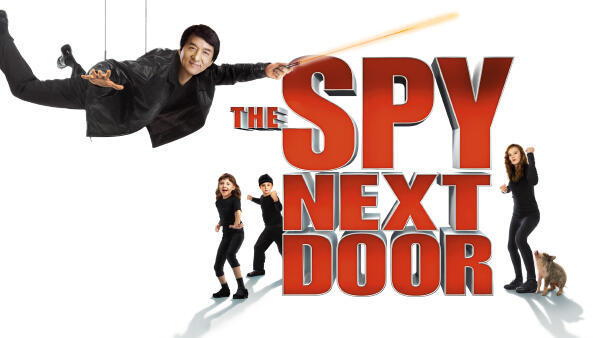Title art for The Spy Next Door featuring Jackie Chan and child co-stars.