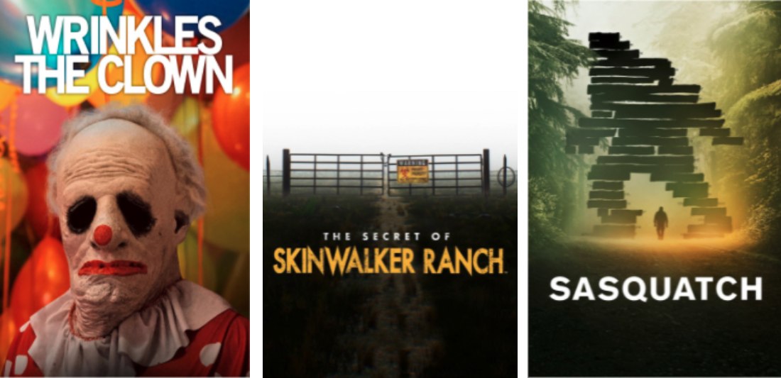 Title art for scary documentaries on Hulu