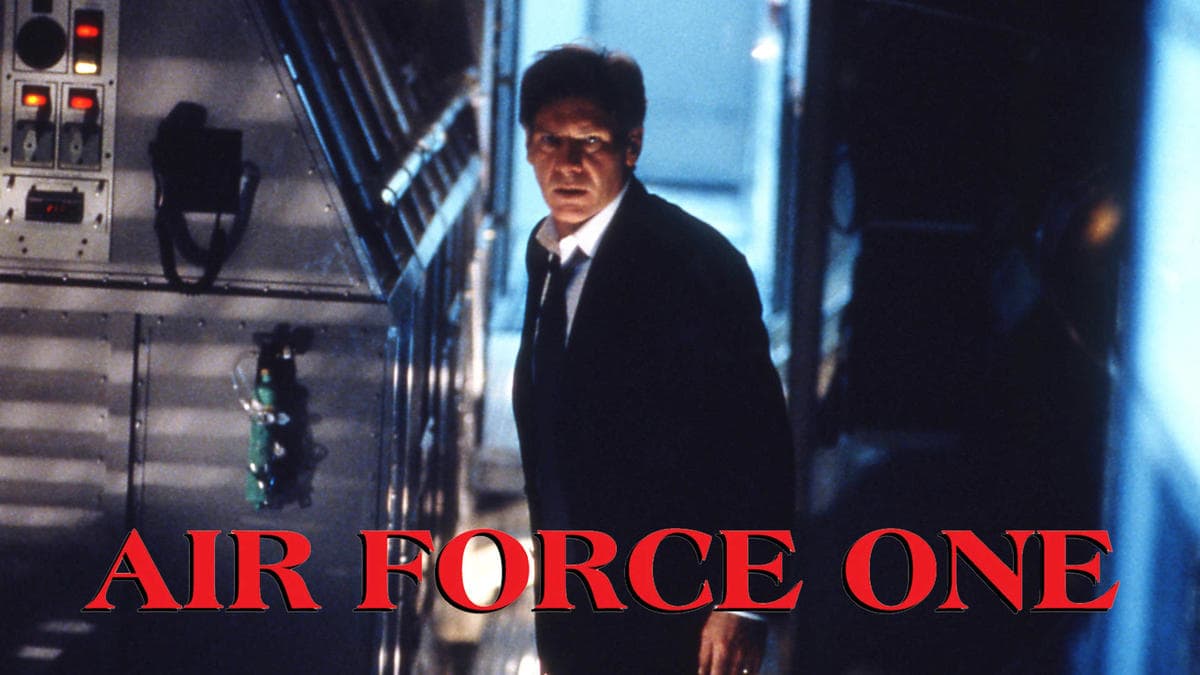 Title art for patriotic movie Air Force One with Harrison Ford
