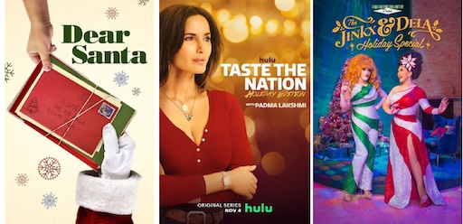 Title art for Holiday Specials Dear Santa, Taste the Nation, and Jinx & Dela