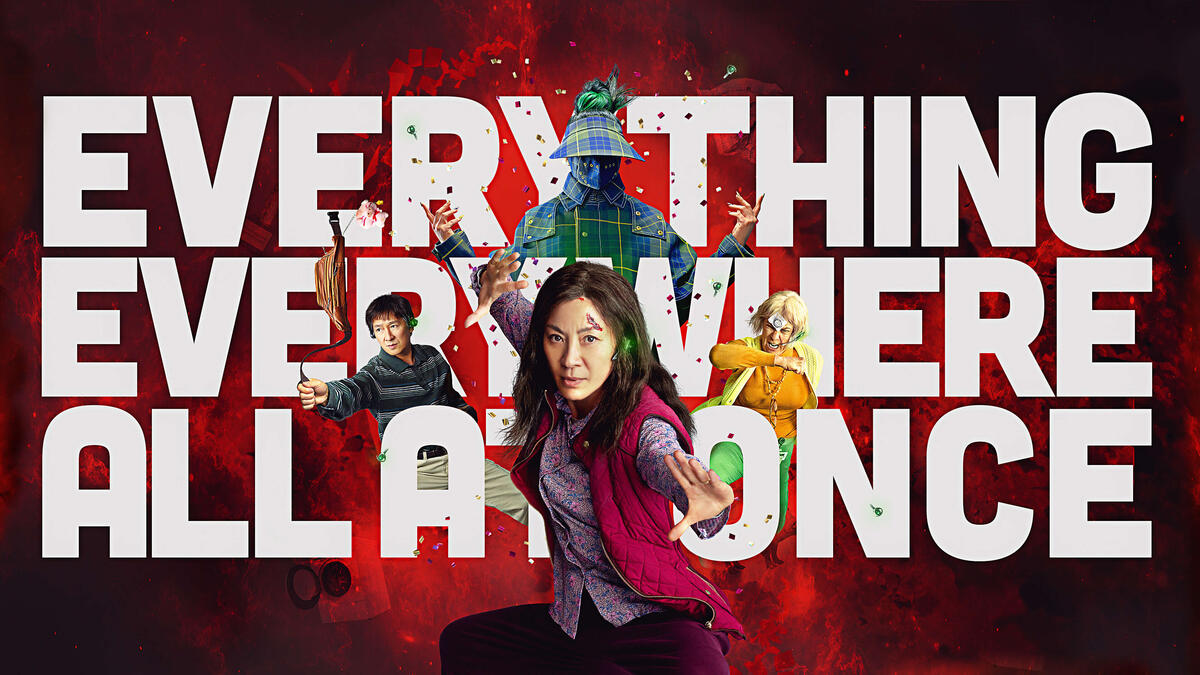 Title art for the Golden Globe nominated movie Everything Everywhere All At Once