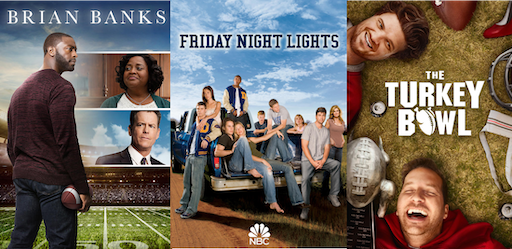 Title art for Brian Banks, Friday Night Lights, and the Turkey Bowl