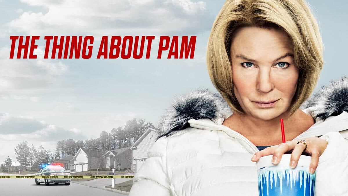Title art for murder mystery The Thing About Pam 