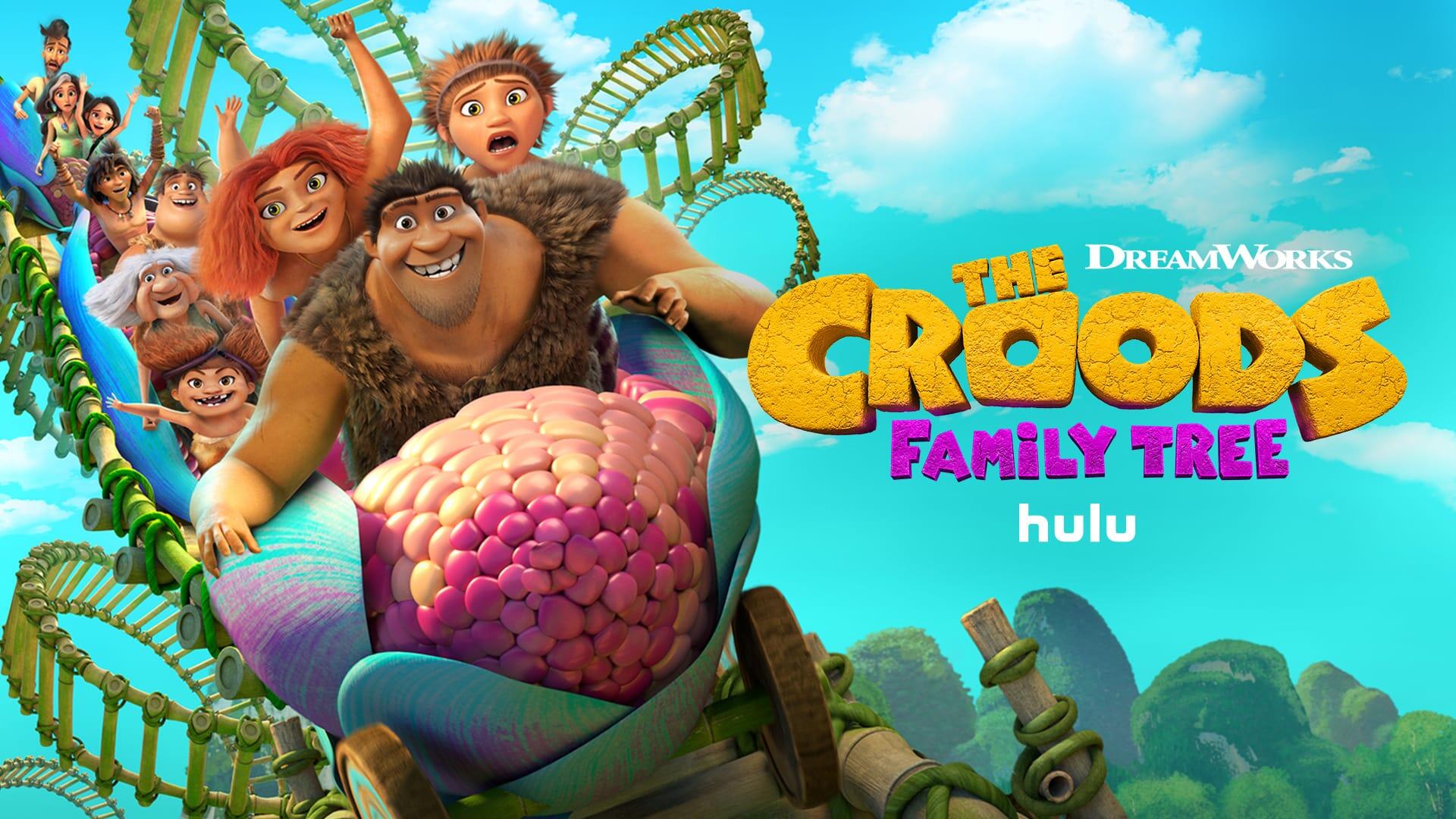 The Croods Family Tree -- Season 3 -- Jealous of the Thunder Sisters, the men on the farm undergo a difficult initiation to join the exclusive tribe of women while Eep and Dawn prepare for the ultimate skate-off with the Punch Monkeys to reclaim their skate spot. As Phil sets on a mission to prove he’s a fun guy, the girls adopt a stranded egg that may not be as innocent as it seems. Prehistory's favorite families return with new shenanigans, hilarious adventures and a whole lot of heart! (Photo courtesy of DreamWorks)