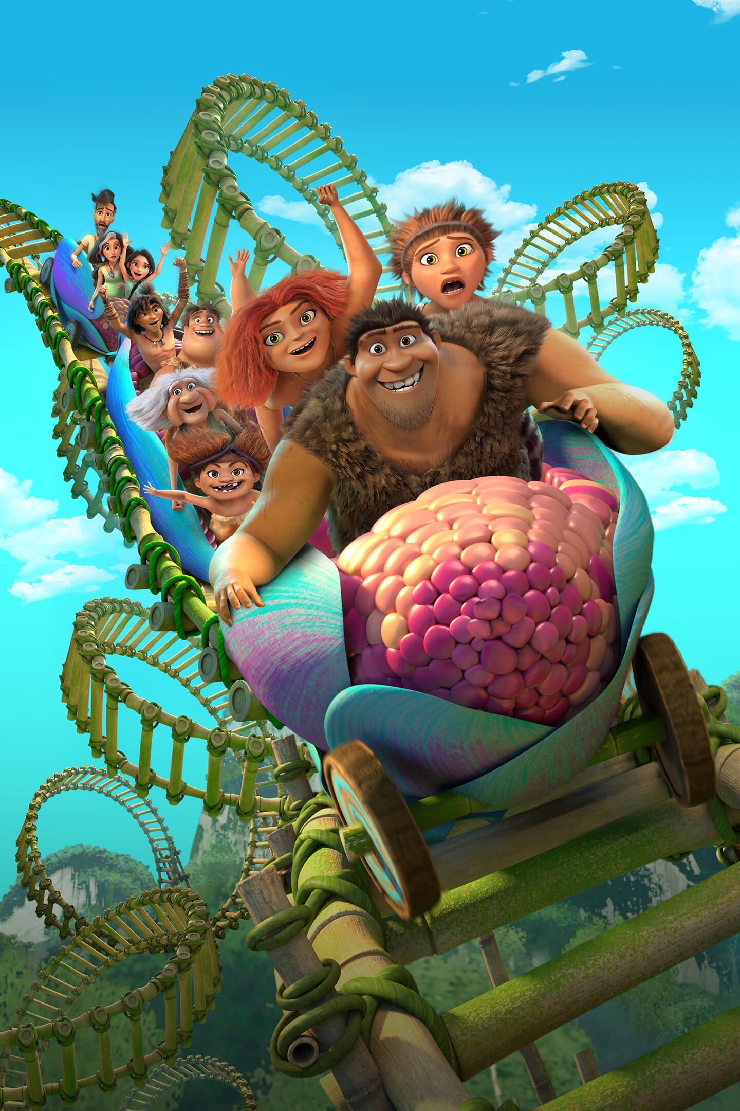 The Croods Family Tree -- Season 3 -- Jealous of the Thunder Sisters, the men on the farm undergo a difficult initiation to join the exclusive tribe of women while Eep and Dawn prepare for the ultimate skate-off with the Punch Monkeys to reclaim their skate spot. As Phil sets on a mission to prove he’s a fun guy, the girls adopt a stranded egg that may not be as innocent as it seems. Prehistory's favorite families return with new shenanigans, hilarious adventures and a whole lot of heart! (Photo courtesy of DreamWorks)
