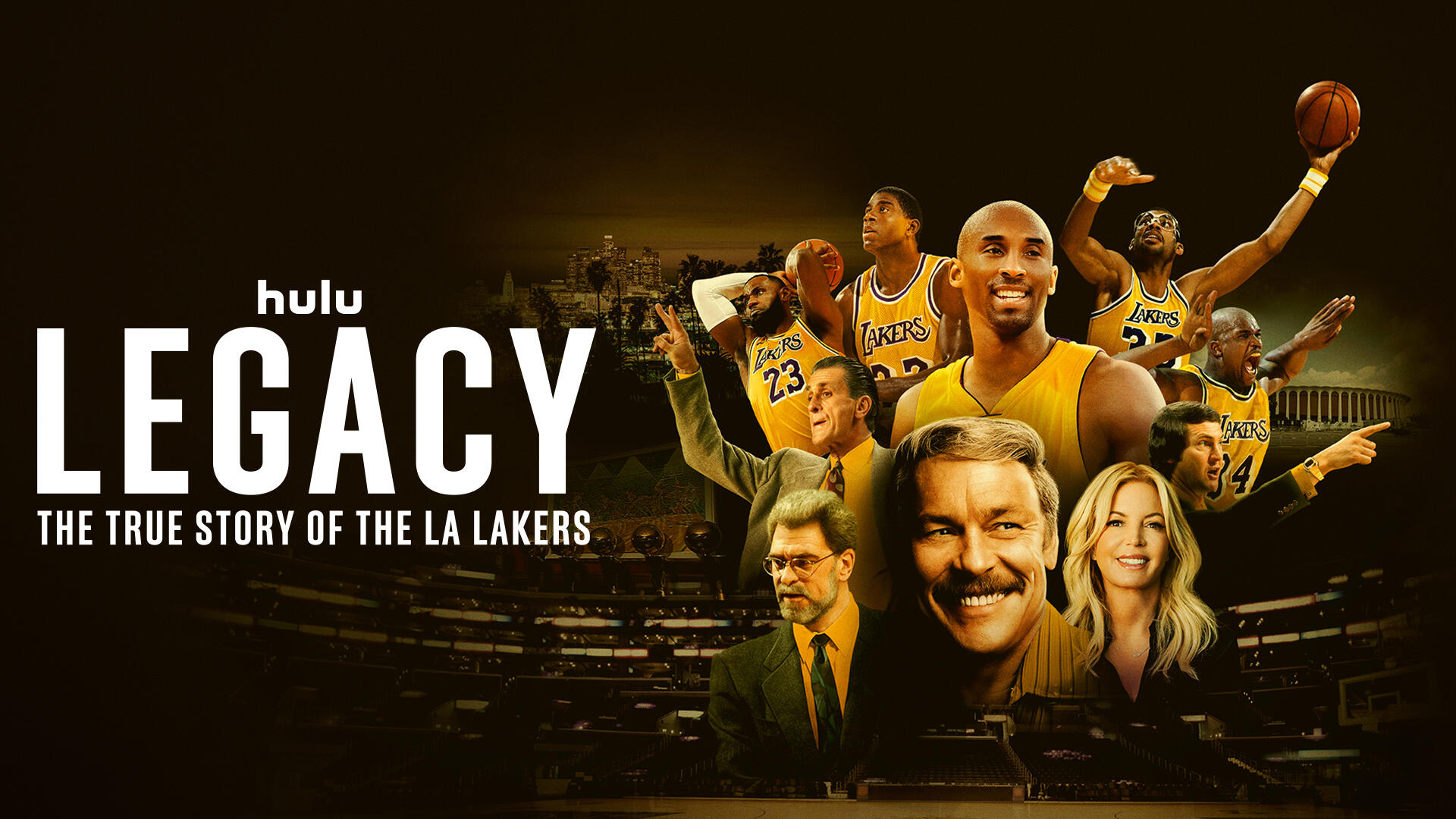 Legacy: The True Story of The LA Lakers -- Season 1 -- “Legacy: The True Story of the LA Lakers” captures the remarkable rise and unprecedented success of one of the most dominant and iconic franchises in professional sports. Featuring exclusive access to the Buss Family and probing, revealing interviews with players, coaches, and front office execs, this 10-part documentary series chronicles this extraordinary story from the inside – told only by the people who lived it. When charismatic real estate tycoon Dr. Jerry Buss purchased the Los Angeles Lakers in a wildly risky and complex business deal, nobody could’ve predicted just how much success was to come. Kicking off the “Showtime” era in 1979, the notorious L.A.-playboy pioneered the business of basketball. He raised the price of floor seats, introduced dancers and a live band, opened an exclusive private club inside the arena, and cultivated famous fans in Hollywood. Over the last 40 years, the team captured 11 titles and retired the jerseys of some of the NBA’s most legendary players. Today, Dr. Buss's empire is now worth more than $5 billion. But all of that success did not come easy. Along with notorious feuds, career-ending illnesses, and a bevy of insurmountable on-court obstacles, the Lakers have also weathered intense drama off the court – within Dr. Buss’s own family. Running the franchise as a “mom and pop” operation, Dr. Buss gave his children front office jobs with the understanding they would, someday, inherit his kingdom. But sibling rivalry, interpersonal conflict, and corporate unrest threatened to destroy everything Dr. Buss worked so hard to build. Ultimately, “Legacy: The True Story of the LA Lakers” is about family, business, and power –and how all three must be harnessed to achieve greatness. (Courtesy of Hulu)