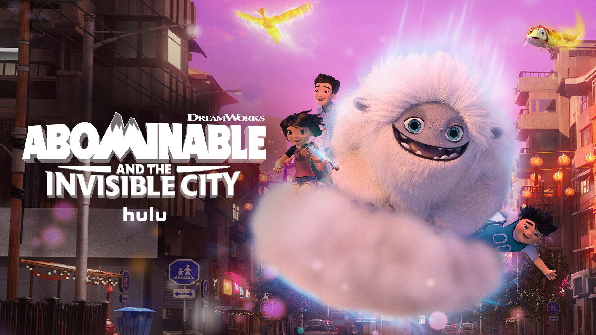 Abominable and the Invisible City -- Season 1 -- “Abominable and the Invisible City” is a comedy adventure series that continues the wild and wooly fun of DreamWorks Animation's “Abominable.” Through Everest the yeti, Yi, Jin, and Peng know that there’s a whole magical world out there, and now it’s even closer than they think! When they discover that their surroundings are teeming with magical creatures in need of their help, the kids will set out on extraordinary and heartfelt adventures throughout their city and beyond. (Courtesy of DreamWorks)