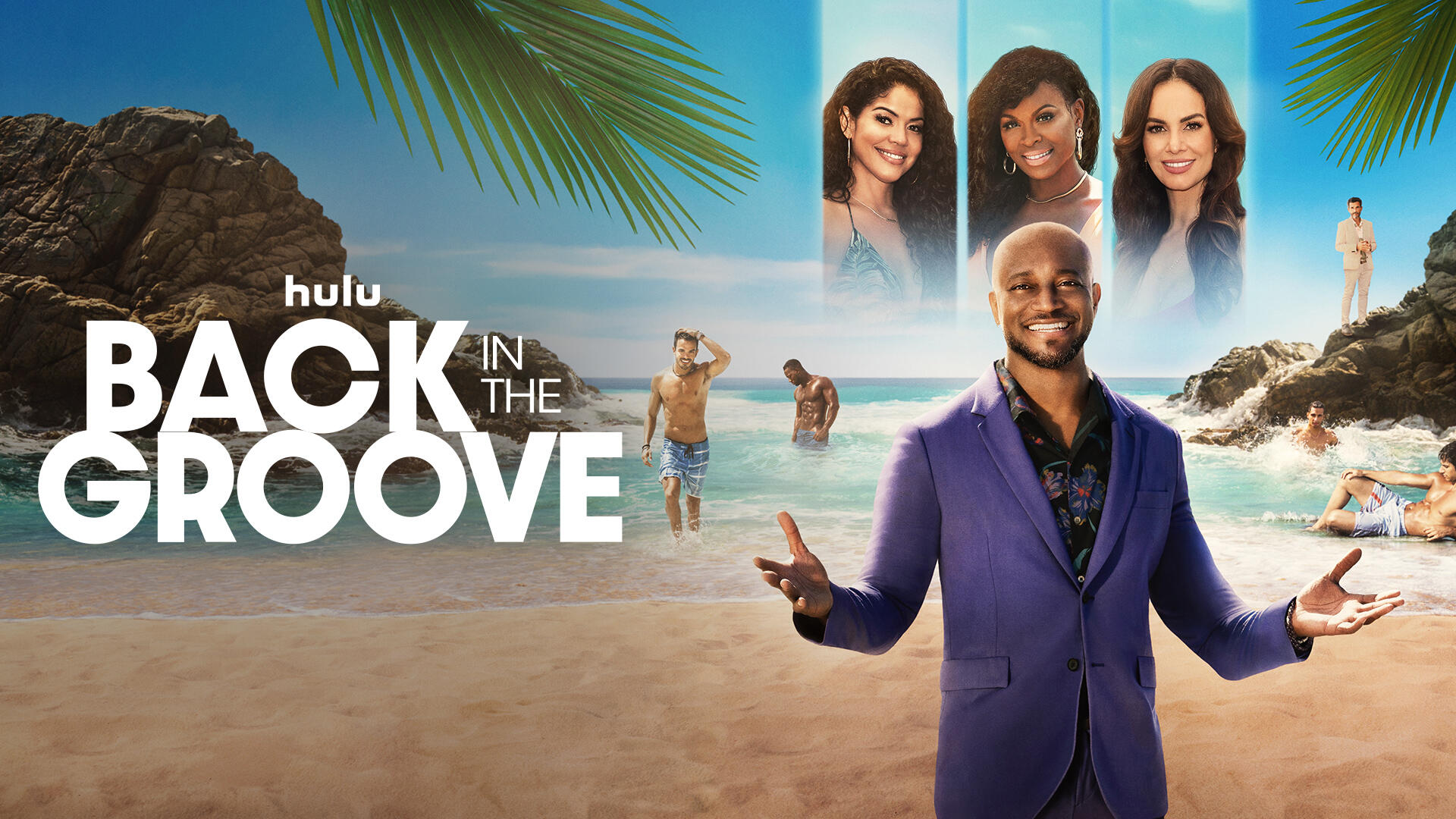Back in the Groove -- Season 1 -- Three single women in their 40s, all stuck in the grind of their everyday lives, will check OUT of their comfort zones and check INTO The Groove Hotel, a magical resort on the beautiful island of the Dominican Republic - where the goal is to rediscover their youth, live joyously, and hopefully find love with men HALF. THEIR. AGE. As the saying goes, “you can’t fall in love with someone else until you fall in love with yourself!” At the Groove Hotel, these three women will have the opportunity to do both! Whether they find the perfect fling, friendship, true love, or something in between, this is their chance to take charge and break through the double standards older women face every day. And they’re going to have a lot of fun doing it! The show is hosted by Taye Diggs, who knows a thing or two about getting into the groove. (Courtesy of Hulu)